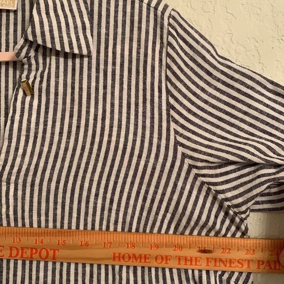 Michael Kors Navy and White Striped Women’s Shirt Tunic Linen Blend Size 1X - Picture 5 of 8